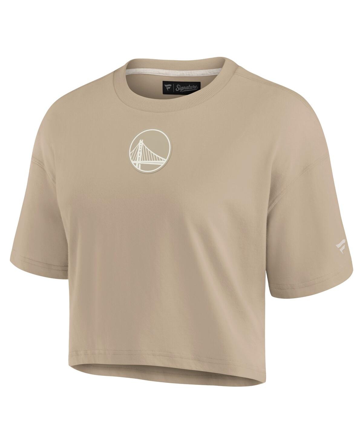 Fanatics Women's Khaki Golden State Warriors Elements Super Soft Boxy Cropped T-shirt In Khaki
