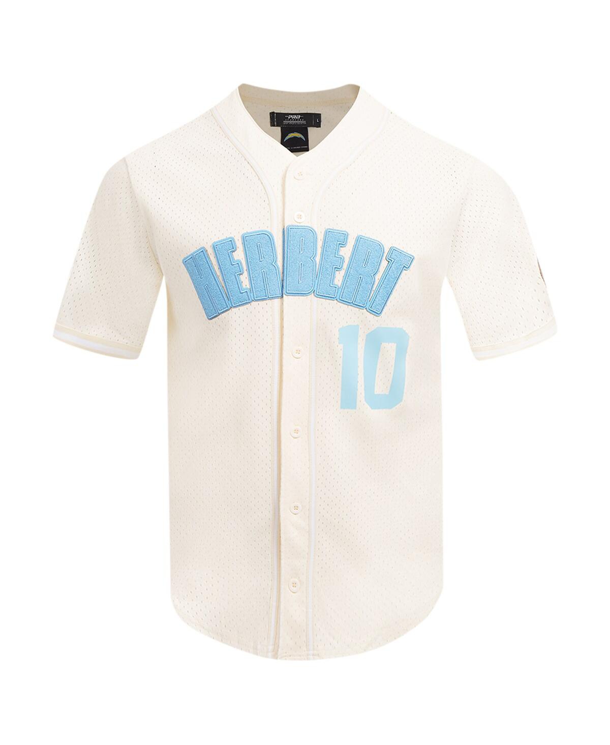 Pro Standard Men's Justin HerbertLos Angeles Chargers Name Number Triple Tonal Button-Up Baseball Jersey - Cream