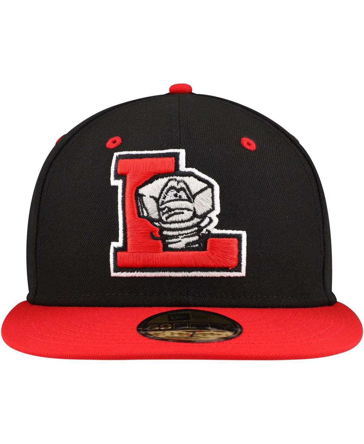 New Era Men'sRed Lansing Lugnuts Authentic Collection 59FIFTY Fitted Hat - Black, Red