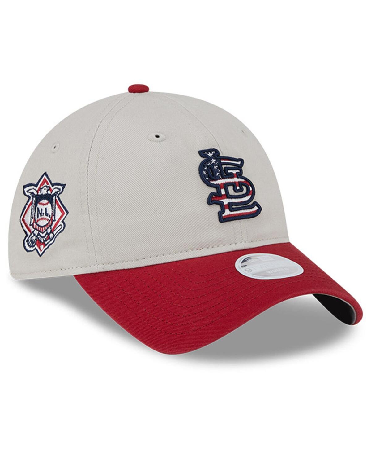 New Era Women's Khaki/red St. Louis Cardinals 2024 Fourth Of July 9twenty Adjustable Hat In Khaki,red