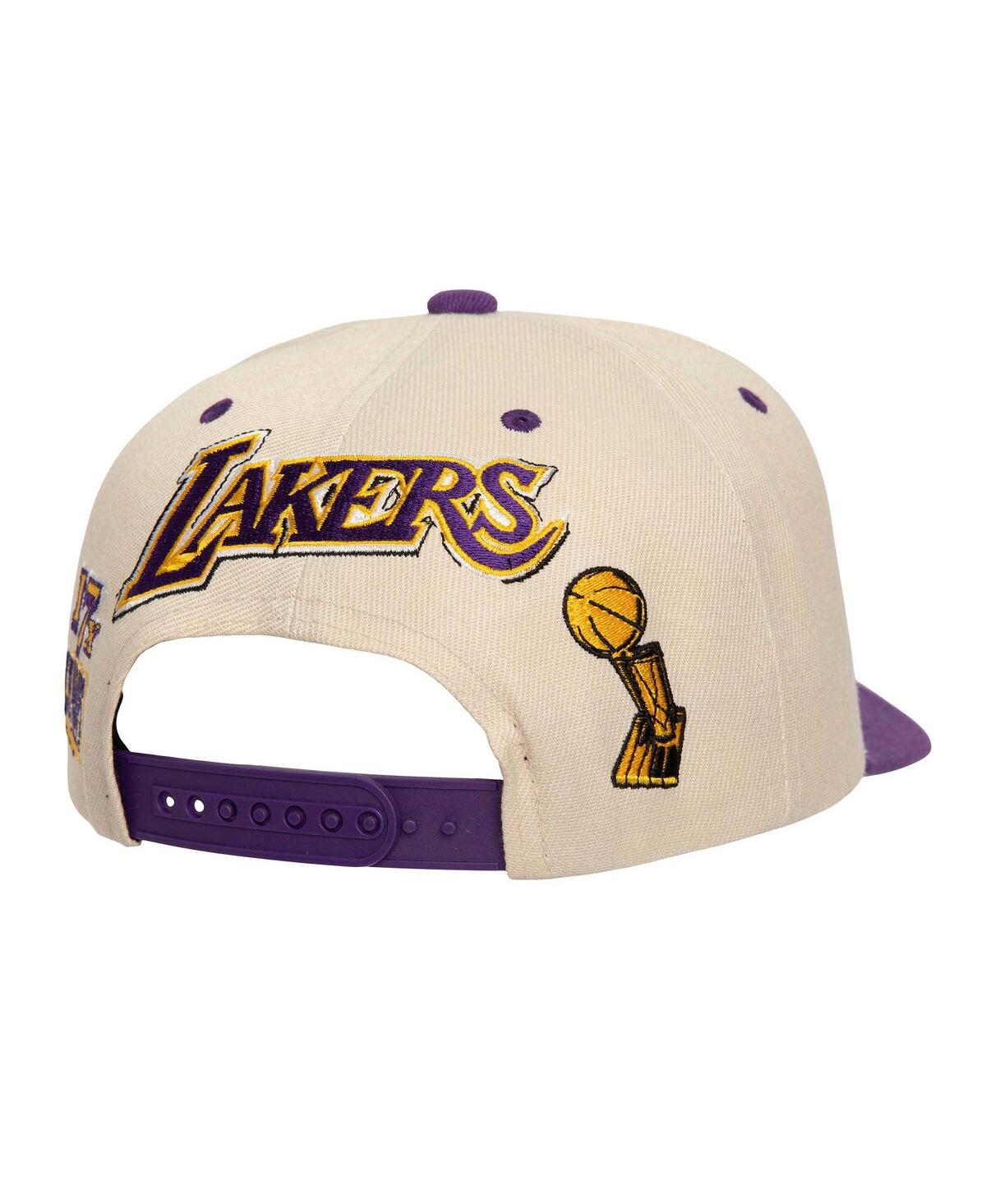 Mitchell & Ness Men's Cream/purple Los Angeles Lakers 17x Nba Champions Soul Legacy Defined Snapback Hat In Cream Purp