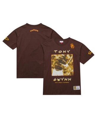 Men's Tony Gwynn Brown San Diego Padres Cooperstown Collection Heavyweight Premium Player vintage-like Logo T-Shirt