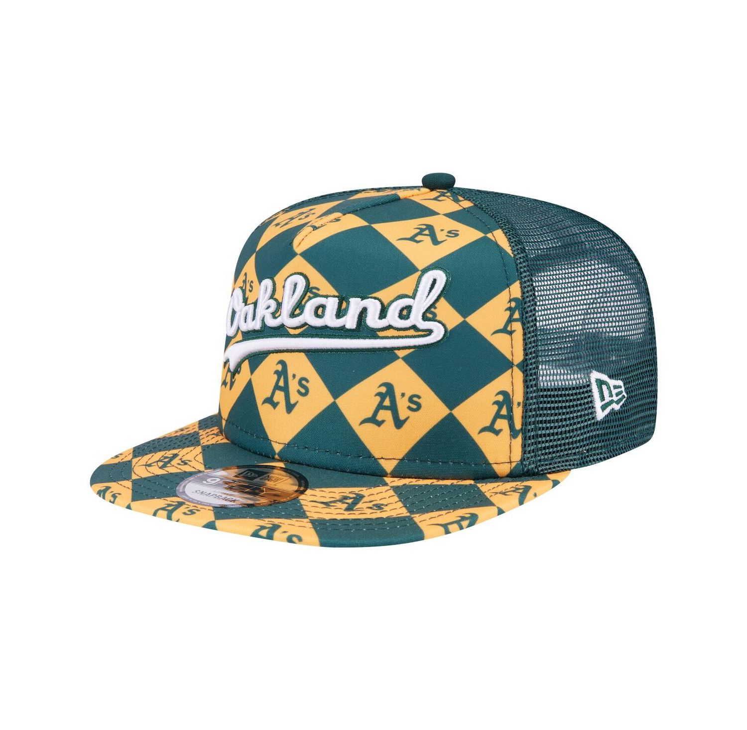 Men's Green Oakland Athletics Seeing Diamonds A-Frame Trucker 9FIFTY Snapback Hat