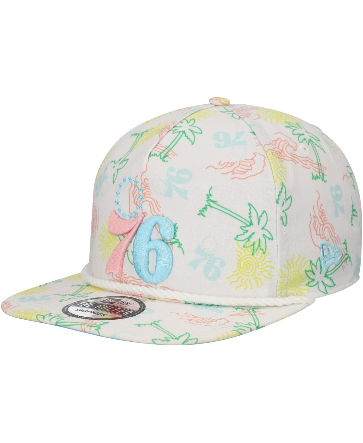 New Era Men's White Philadelphia 76ers Palm Trees And Waves Golfer Adjustable Hat In White