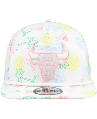 Men's White Chicago Bulls Palm Trees and Waves Golfer Adjustable Hat