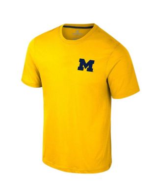 Men's Maize Michigan Wolverines Logo Lockup 2-Hit Active Blend T-Shirt