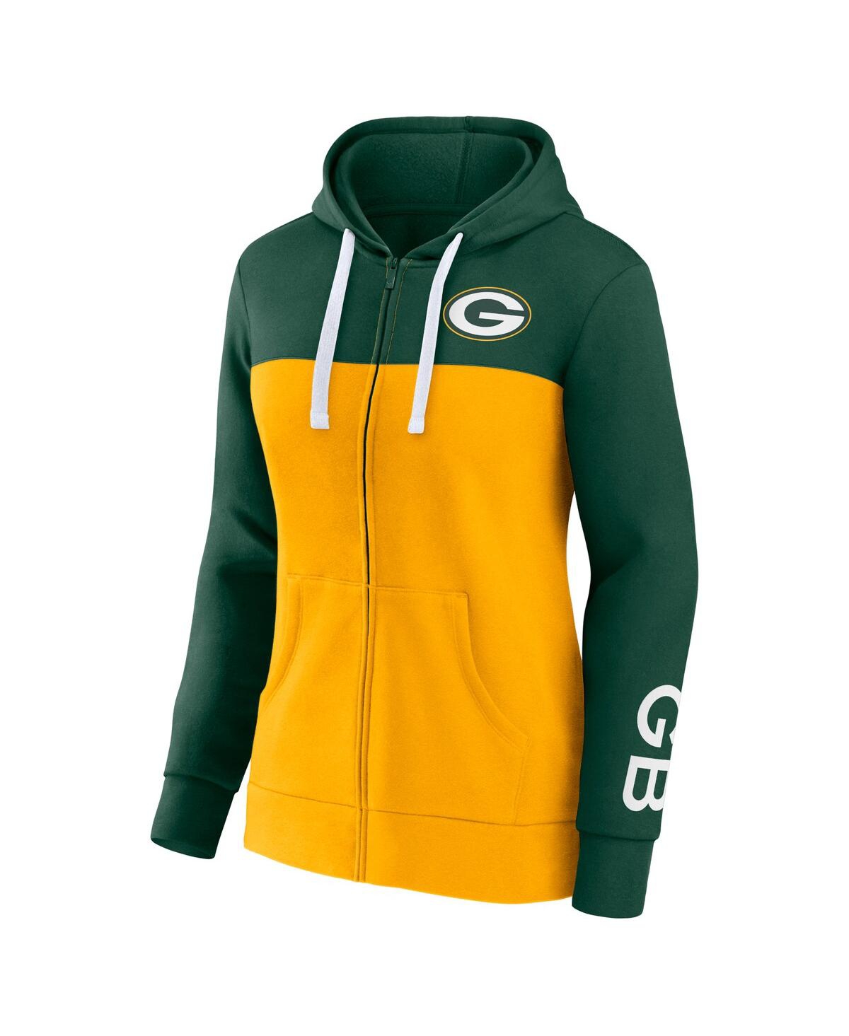 Fanatics Women'sGold Green Bay Packers Take the Field Colorblock Full-Zip Hoodie - Green, Gold