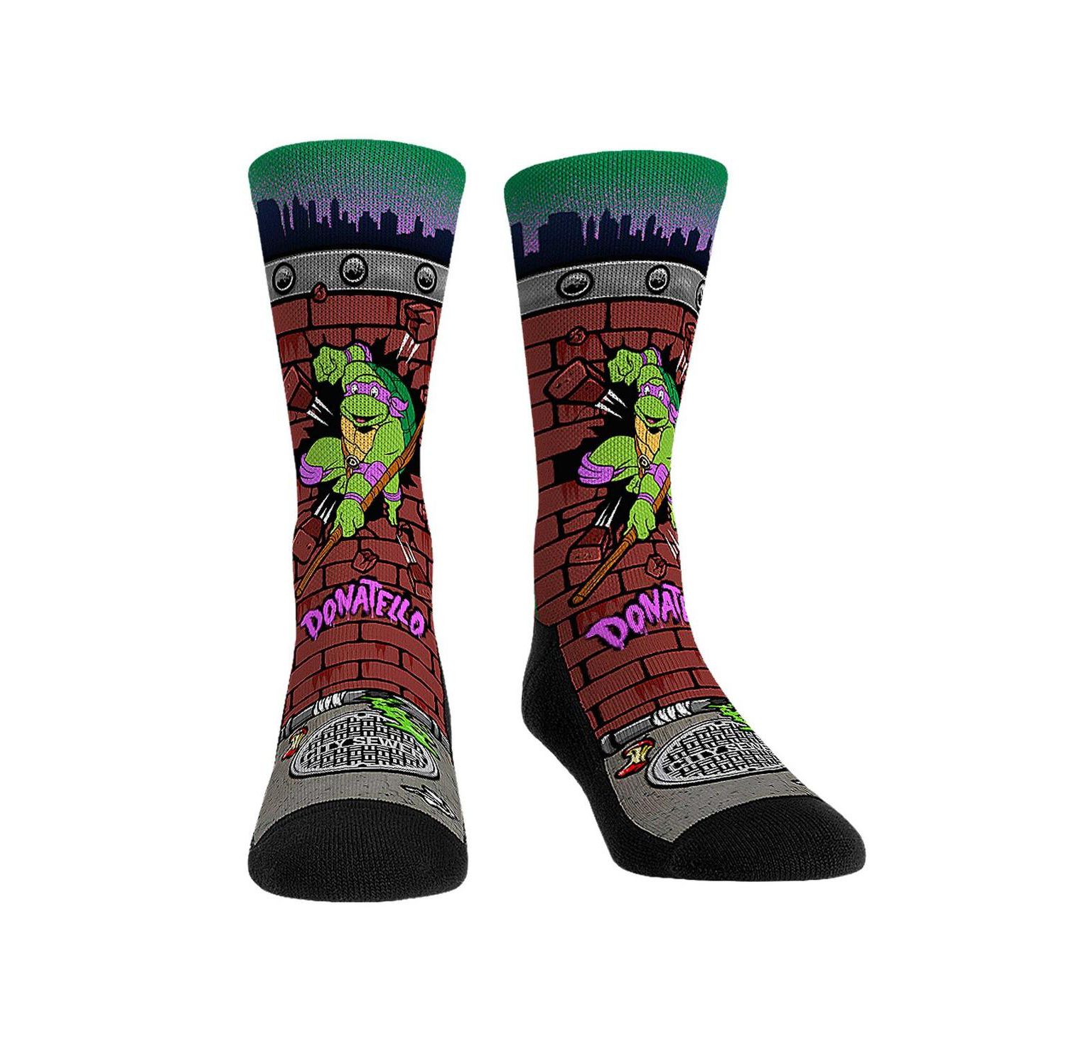 Rock Em Socks Men's and Women's Teenage Mutant Ninja Turtles Donatello Breakout Crew Socks