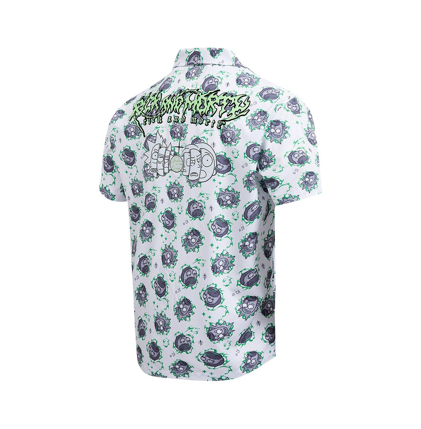 Мужская рубашка Freeze Max White Rick and Morty 90's Rave Rickvival Showing Brain Button-Up — фото 4