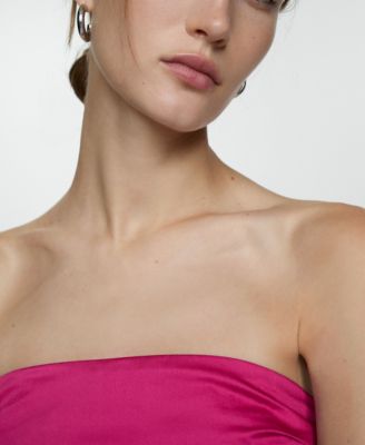 MANGO Women's Draped Strapless Dress