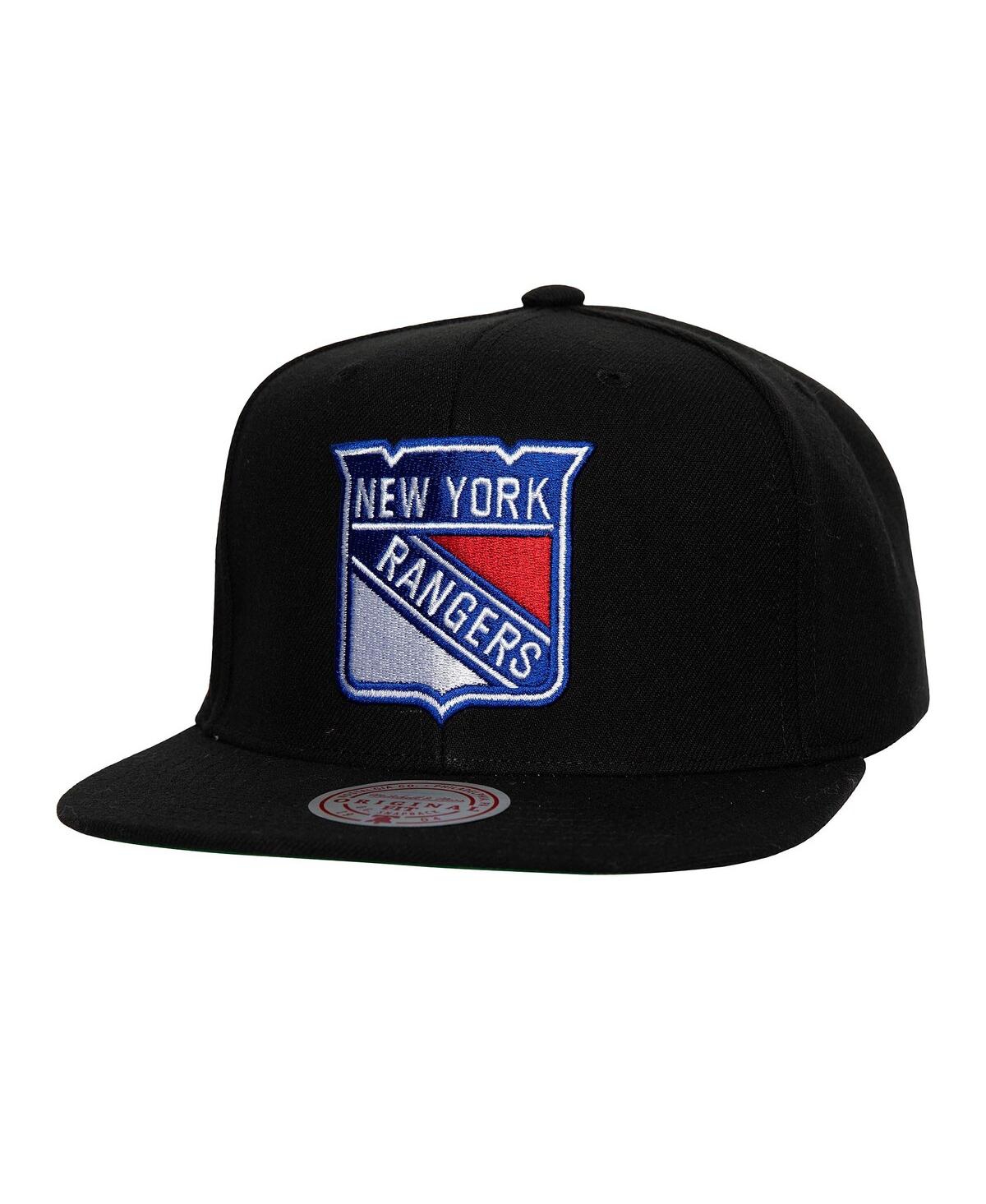Mitchell & Ness Men's Black New York Rangers Core Top Spot Snapback Hat In Black