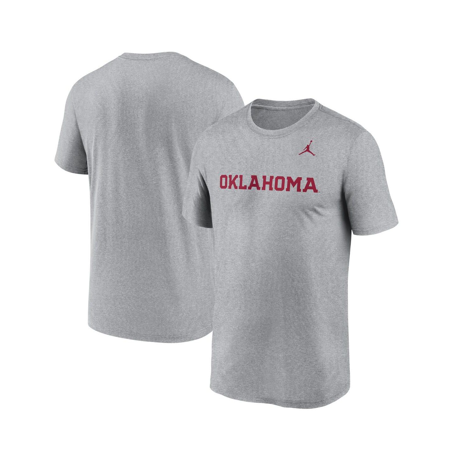 Мужская футболка Jordan Heather Gray Oklahoma Sooners Primetime Legend Wordmark — фото 1