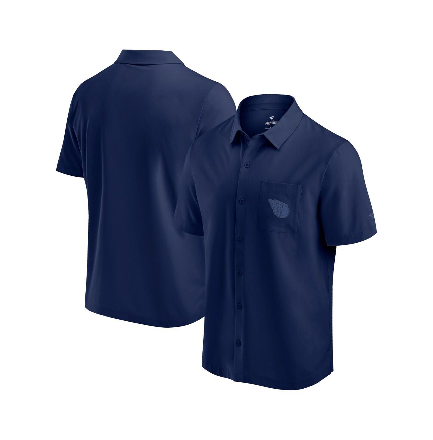 Мужская рубашка Fanatics Navy Cleveland Guardians Front Office Button-Up — фото 1