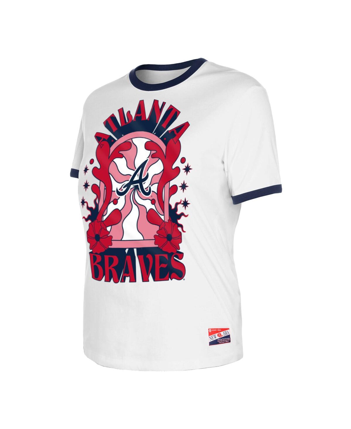 NEW ERA WOMEN'S WHITE ATLANTA BRAVES OVERSIZED RINGER T-SHIRT 