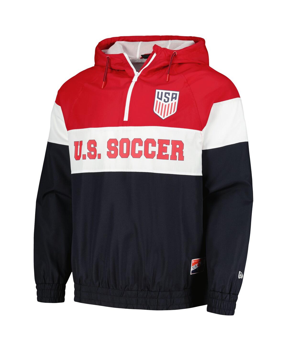 5th & Ocean Men's By New Era Navy Usmnt Throwback Quarter-zip Windbreaker Jacket In Navy