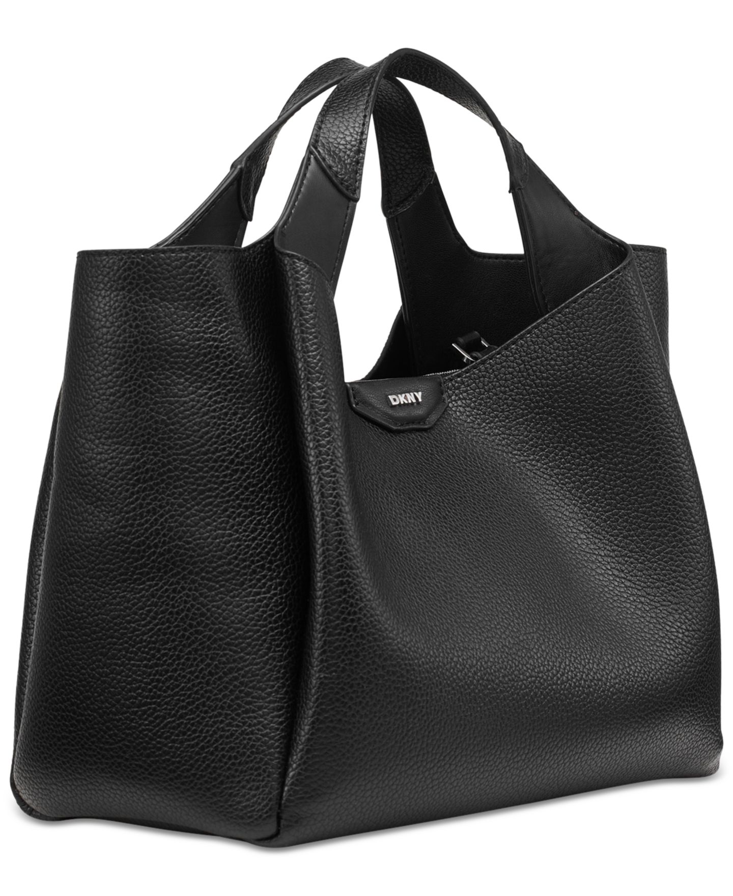 Женская сумка DKNY Willa Top Handle Satchel, цвет: Чёрный / Серебряный — фото 3