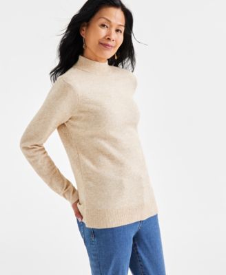 Style & Co - Petite Mock-Neck Soft Luxe Ribbed-Hem Sweater