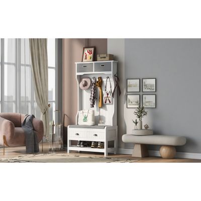 Streamdale 3-in-1 Hall Tree with Hooks, Bench, and Storage