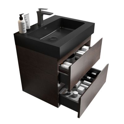 24" Rosewood Vanity w/ Sink & Storage