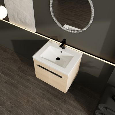 24" Oak Vanity with Resin Sink & Cabinet