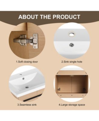 24" Oak Vanity with Resin Sink & Cabinet