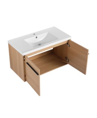 36" Oak Bathroom Vanity with Resin Countertop
