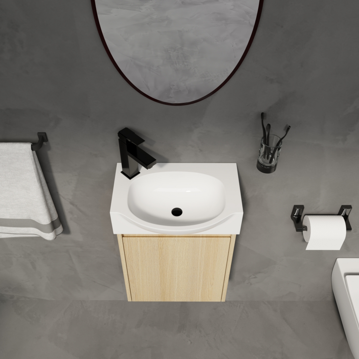 16" Space-Saving Bathroom Vanity with Sink and Storage