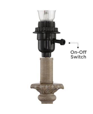 Cali Traditional Accent Table Lamps 19" High Set of 2 Antique Beige Off White Bell Shade for Bedroom Living Room Bedside Nightstand Kids