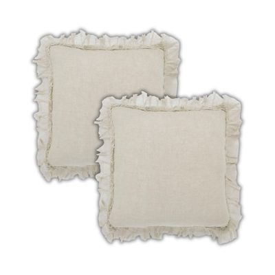 Pure Linen Sheer Fringe Throw Pillow Covers, 22"x 22", Set of 2