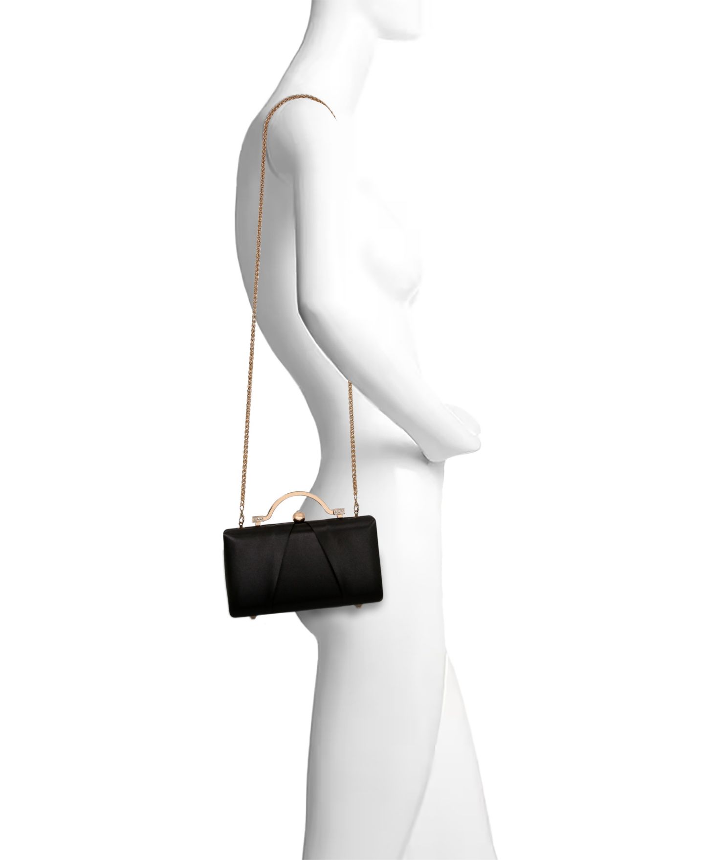 Женские клатчи Jewel Badgley Mischka Emma Satin Minaudiere with Outside Cell Phone Pocket, цвет: Чёрный — фото 3