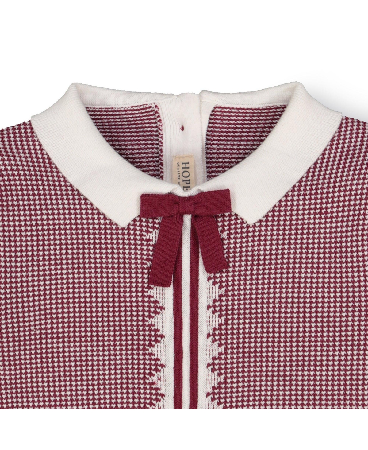 Hope & Henry Baby Girls Organic Cotton French Blocked Sweater Dress - Berry and navy colorblock