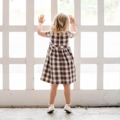 Big Girls Short Sleeve Ruffle Collar Party Dress with Bow