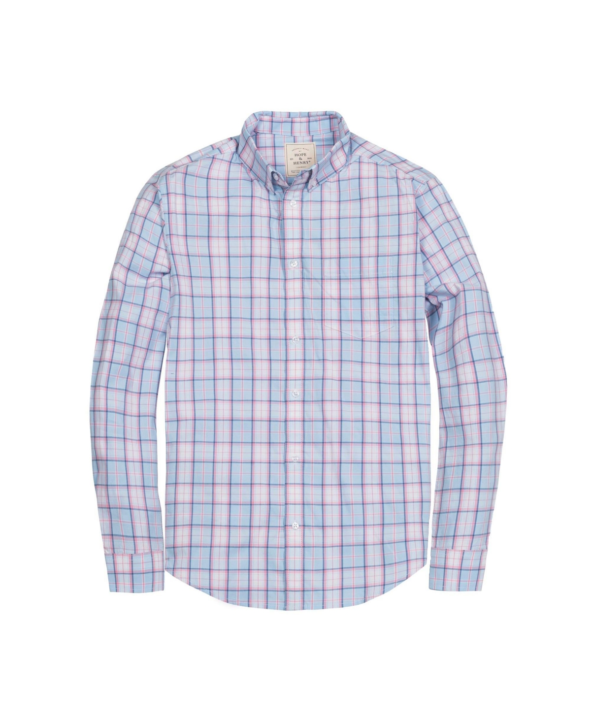 Hope & Henry Men's Organic Long Sleeve Stretch Poplin Button Down Shirt