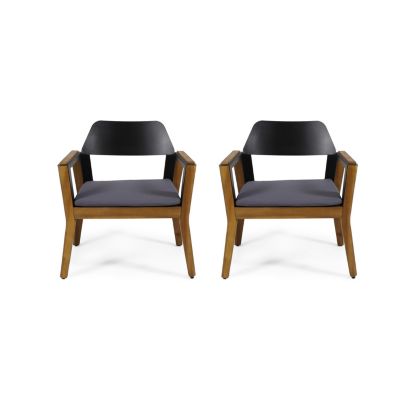 Streamdale Acacia Wood Club Chairs With Cushions (Set Of 2)
