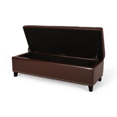 Baltimore Contemporary Tufted Storage Ottoman With Nailhead Trim