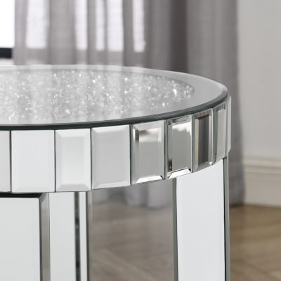 Crystal Inlay Mirror Coffee Table with Storage