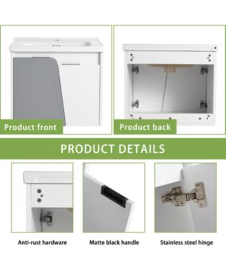 24" Wall-Mounted Vanity with Ceramic Basin