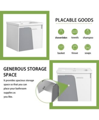 24" Wall-Mounted Vanity with Ceramic Basin