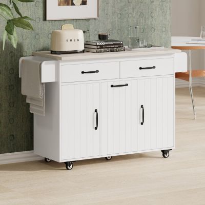 Multipurpose Kitchen Island with Tilt-Out Trash Can