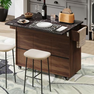 Multipurpose Kitchen Island with Tilt-Out Trash Can