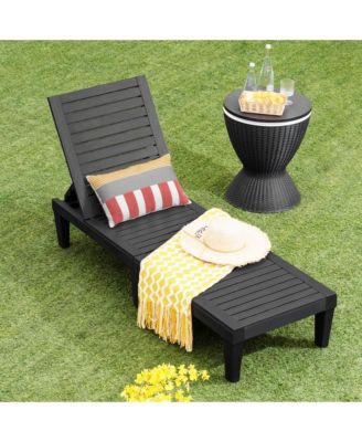 Patio Outdoor Chaise Lounge Chair Recliner w/ Adjustable Backrest Brown