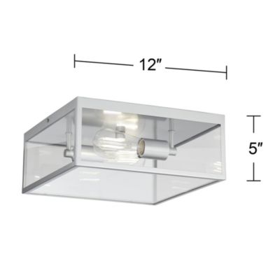 Titan 12" Wide Matte Silver Square Indoor-Outdoor Ceiling Light