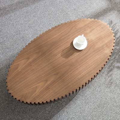 43.3" Walnut Grain MDF Pedestal Base Modern Coffee Table