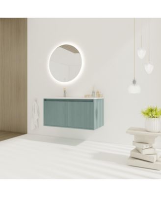 36" Floating Vanity with Drop-Shaped Resin Sink