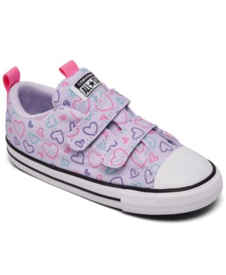 Converse Toddler Girls Chuck Taylor All Star Happy Hearts Stay Put Closure Low Top Casual Sneakers from Finish Line Macy s