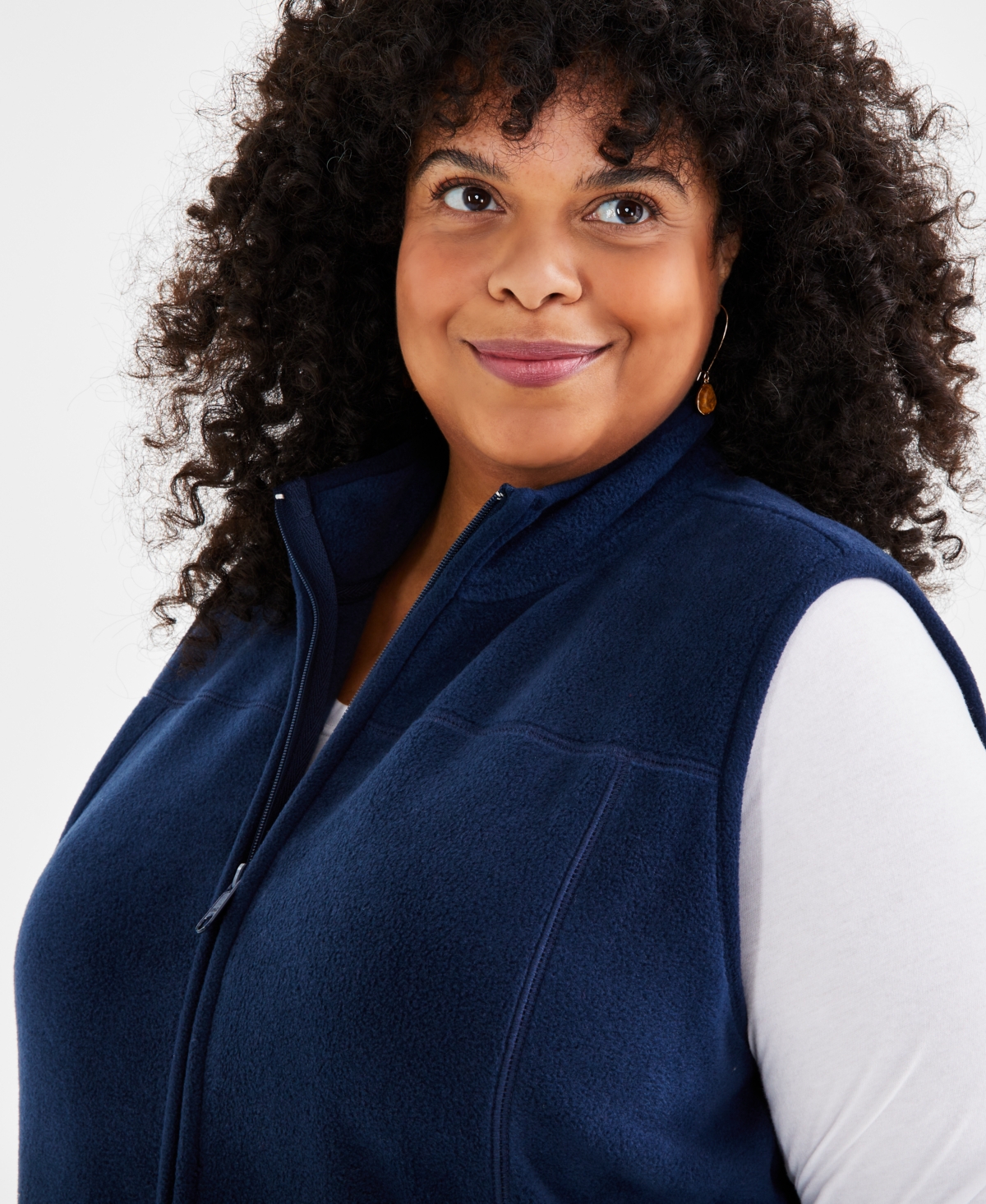 Style & Co Plus Size Solid Polar Fleece Vest, Created for Macy's