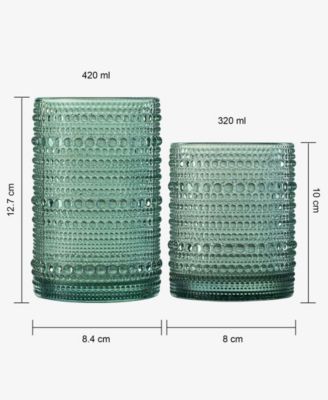 Khen Hobnail Drinking Glasses Pastel Colored Beaded Set of 12