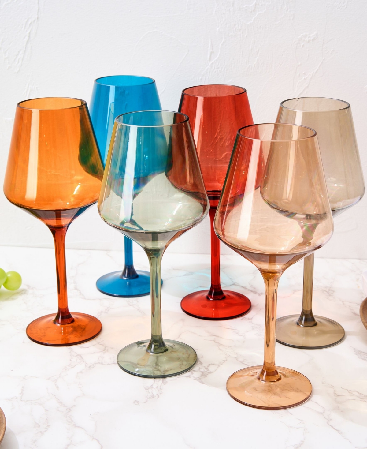 The Wine Savant European Style Plastic Crystal Stemmed Wine Glasses Set Of 6 In Multicolor