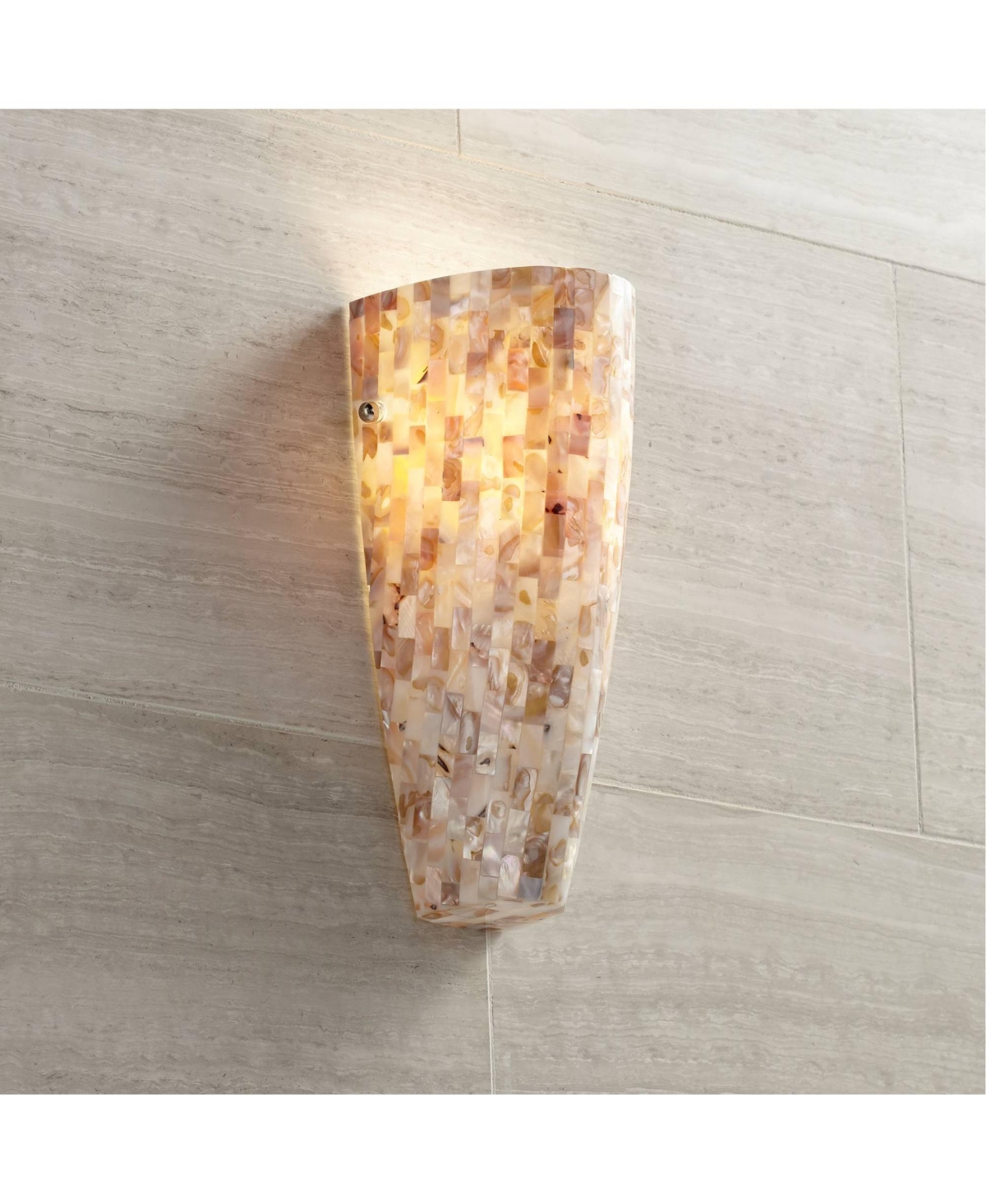 Modern Wall Light Sconces Set of 2 Brushed Steel Metal Hardwired Fixture Mother of Pearl Mosaic Tiles for Bedroom Bathroom Vanity Living Room Hallw