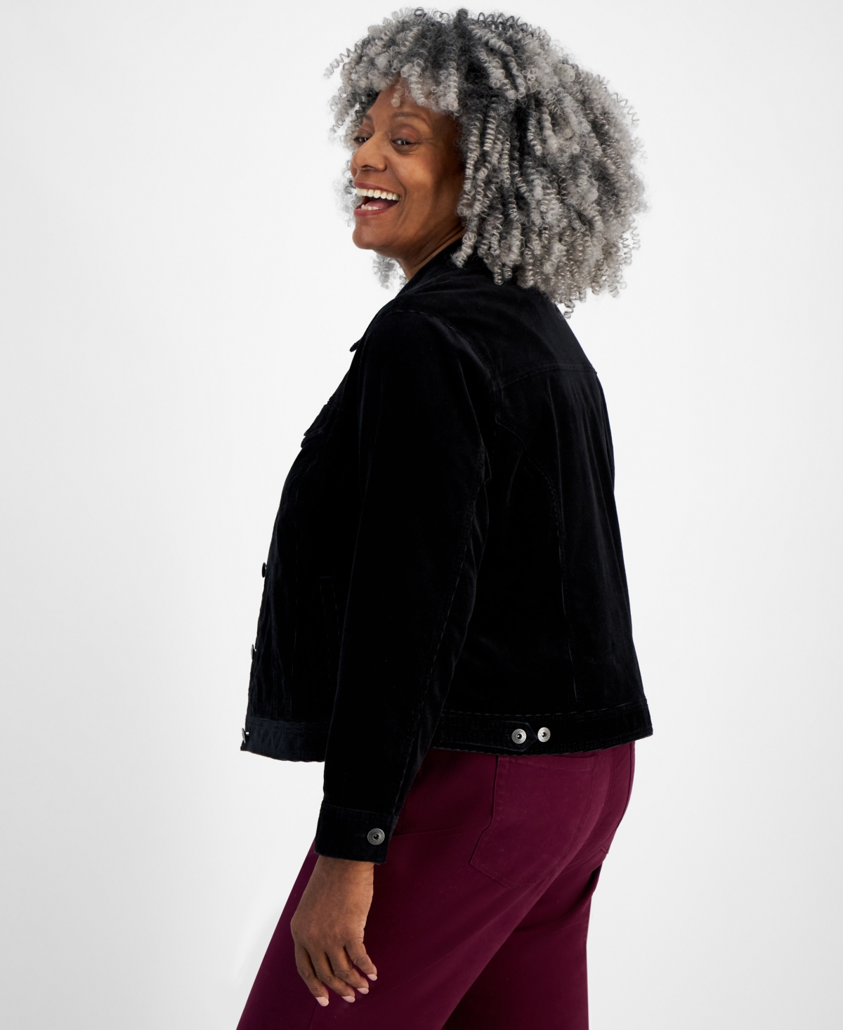Style & Co Plus Size Corduroy Button-Front Jacket, Created for Macy's